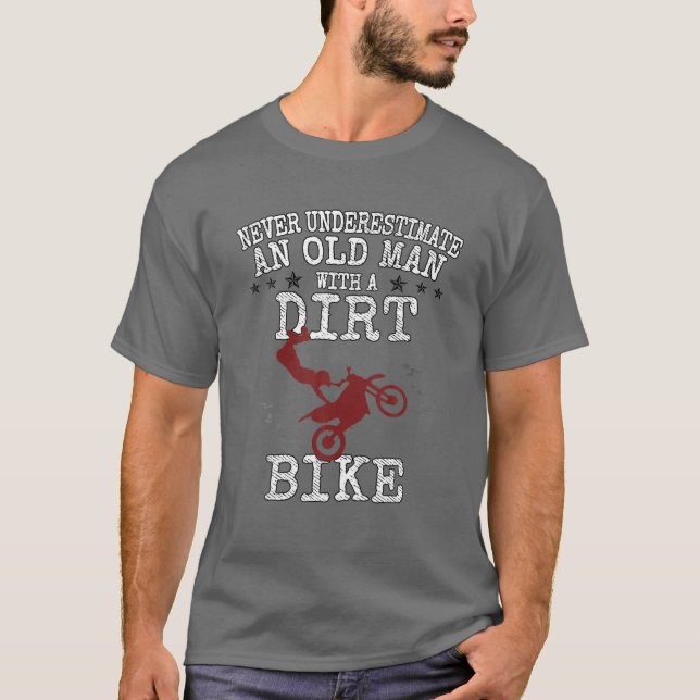 Camiseta Mens Motocross Nunca Subestima Um Velho Com (Frente)