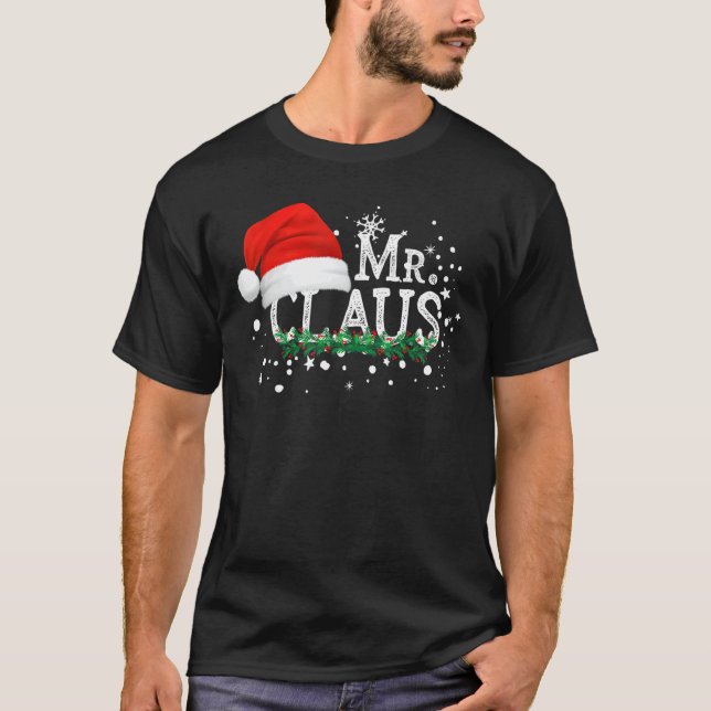 Camiseta Mens Mr Claus Christmas Couples Matching Him Xmas  (Frente)