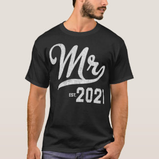 Camiseta Mens Mr Est 2021 Wedding Engagement Newlywed Gift