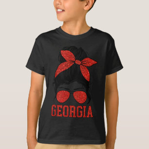 Camiseta Mens Mulheres Crianças Georgia Messy Bun Varsity V