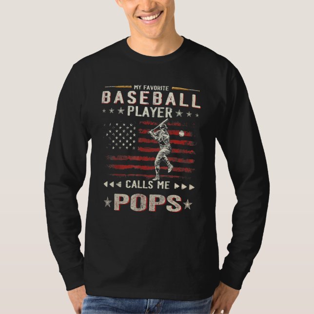 Camiseta Mens My Favorite Baseball Player Calls Me Pops Ame (Frente)