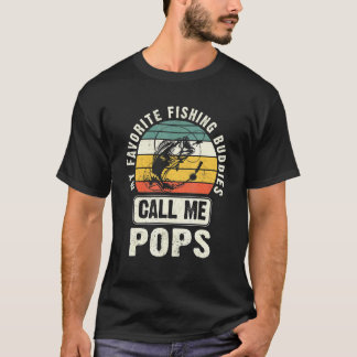 Camiseta Mens My Favorite Fishing Buddies Call Me Pops Fish