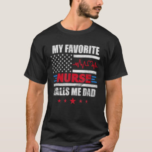 Camiseta Mens My Favorite Nurse Me Chama Pai Pai Usa Flag