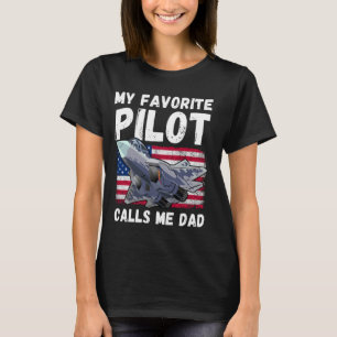 Camiseta Mens My Favorite Pilot Me Chama Pai USA Flag Fathe
