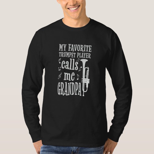 Camiseta Mens My Favorite Trumpet Player Calls Me Grandpa P (Frente)