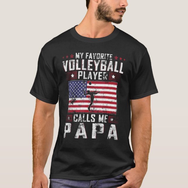 Camiseta Mens My Favorite Volleyball Player Calls Me Papa F (Frente)