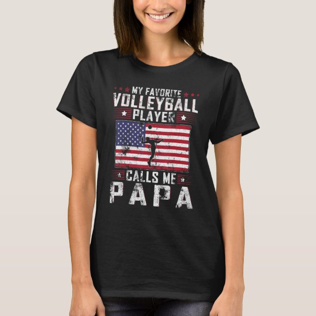 Camiseta Mens My Favorite Volleyball Player Calls Me Papa F (Frente)