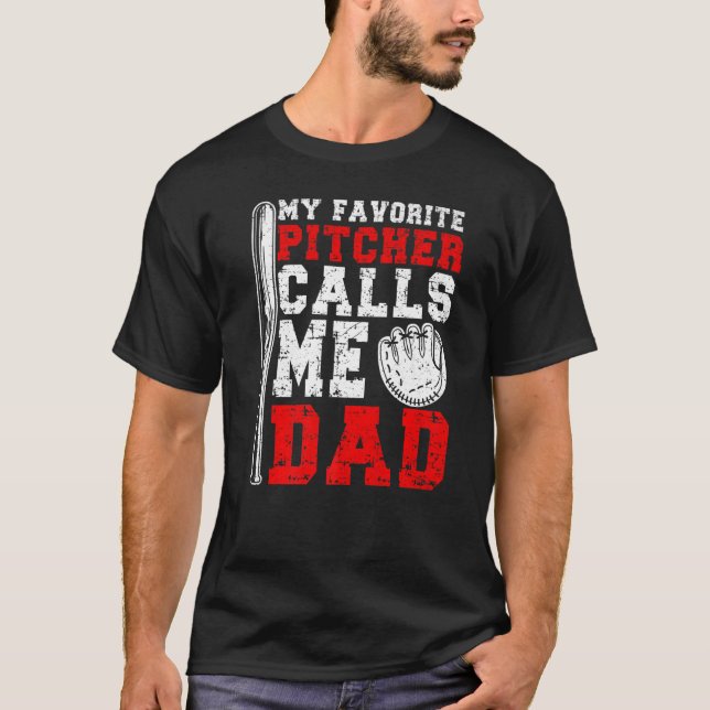 Camiseta Mens My Favorito Pitcher Me Chama De Pit De Softba (Frente)
