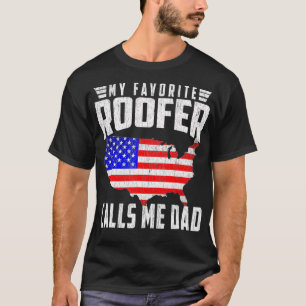 Camiseta Mens My Favorito Roofer Me Chama Pai USA Flag Fath