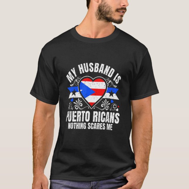 Camiseta Mens My Husband Is Puerto Ricans Pride Flag Herita (Frente)