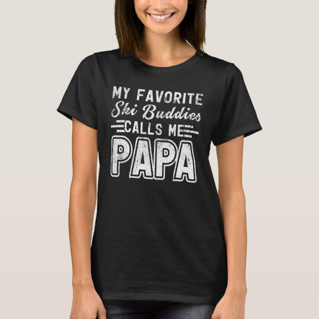 Camiseta Mens My Ski Buddies Me chama de papai esquiando do (Frente)
