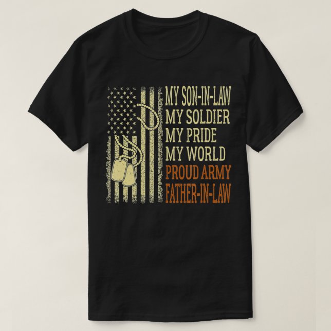 Camiseta Mens My SonInLaw My Soldier Proud Army FatherInLaw (Frente do Design)