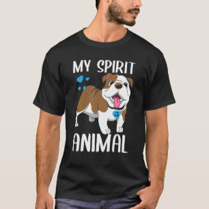 Camiseta Mens My Spirit Animal Bulldog I Love Pai Heart Val