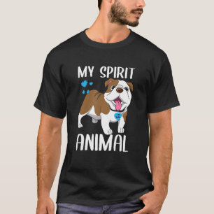 Camiseta Mens My Spirit Animal Bulldog I Love Pai Heart Val