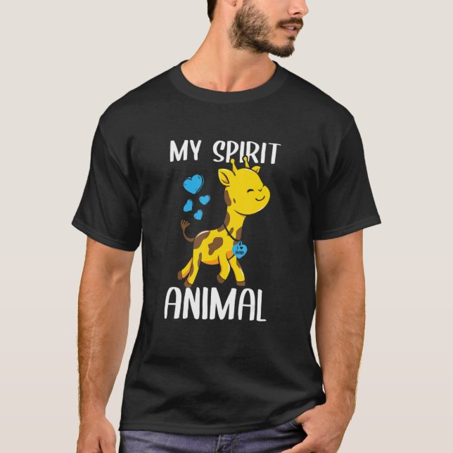 Camiseta Mens My Spirit Animal Giraffe I Love Pai Heart Val (Frente)