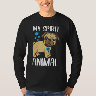 Camiseta Mens My Spirit Animal Pug Dog I Love Pai Heart Val