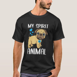 Camiseta Mens My Spirit Animal Pug Dog I Love Pai Heart Val