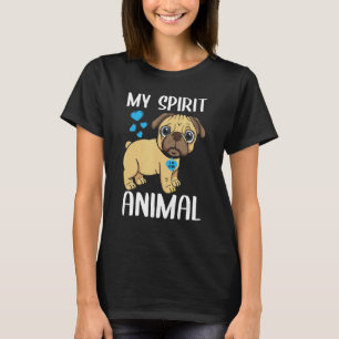 Camiseta Mens My Spirit Animal Pug Dog I Love Pai Heart Val