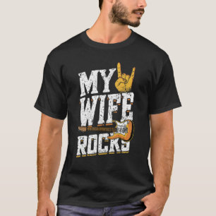 Camiseta Mens My Wife Rocks Electronic Rock Guitar