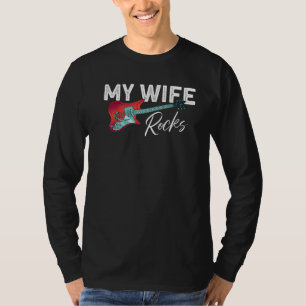 Camiseta Mens My Wife Rocks Rock & Roll Electronic Rock Gu