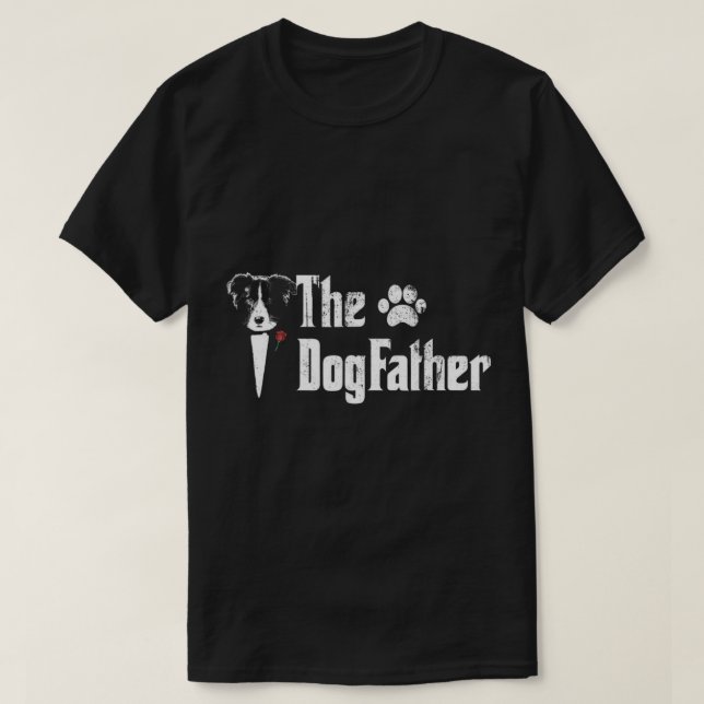 Camiseta Mens Na Fronteira Do Dogdad Collie Dog Tshirt Pai  (Frente do Design)