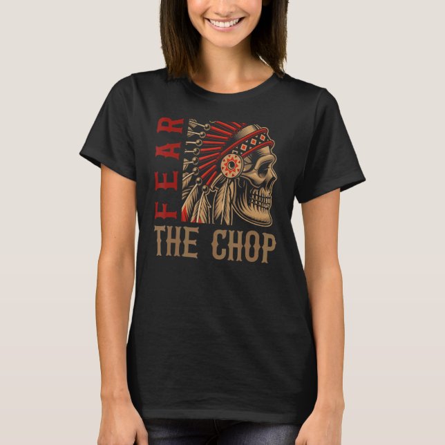 Camiseta Mens Native American Chefe do Crânio Indiano (Frente)