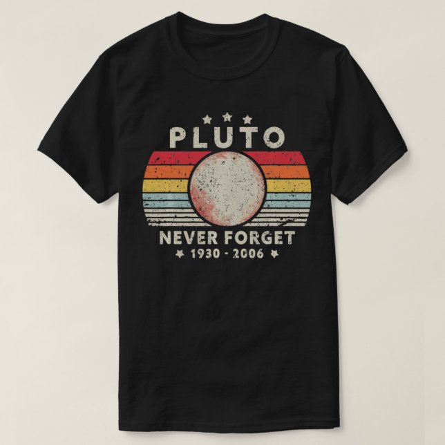 Camiseta Mens Never Forget Pluto Planet Retro Style Funny S (Frente do Design)