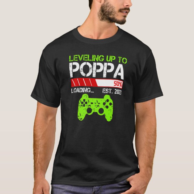 Camiseta Mens Nivelando Até Jogador De Novos papais Poppa E (Frente)