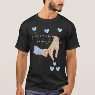 Camiseta Mens Novo Pai De Um Menino Segurando Mãos Com Um B