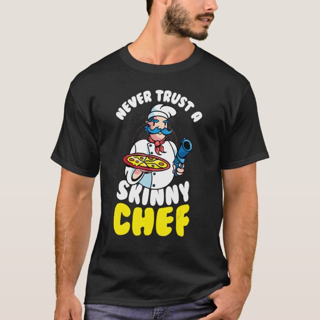 Camiseta Mens Nunca Confiam Em Chef Pizza Italiano (Frente)
