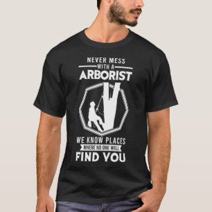 Camiseta Mens nunca mexe com uma árvore arborista de corte