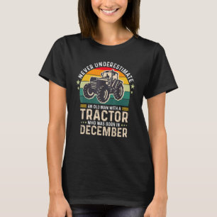 Camiseta Mens Nunca Subestimam O Velho Com Nascer De Trator