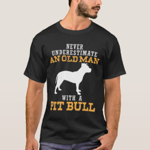 Camiseta Mens Nunca Subestimam Um Velho Com Pitbull