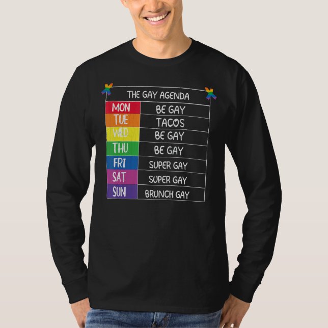 Camiseta Mens O Gay Agenda Lgbtq Orgulho Mês Apoiante G (Frente)