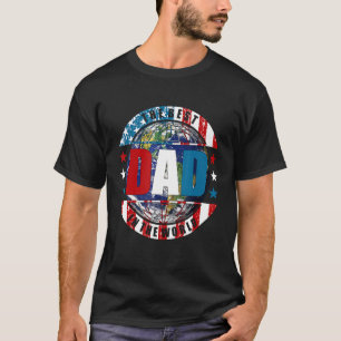 Camiseta Mens O Melhor Pai Da Bandeira Mundial Americana Pa