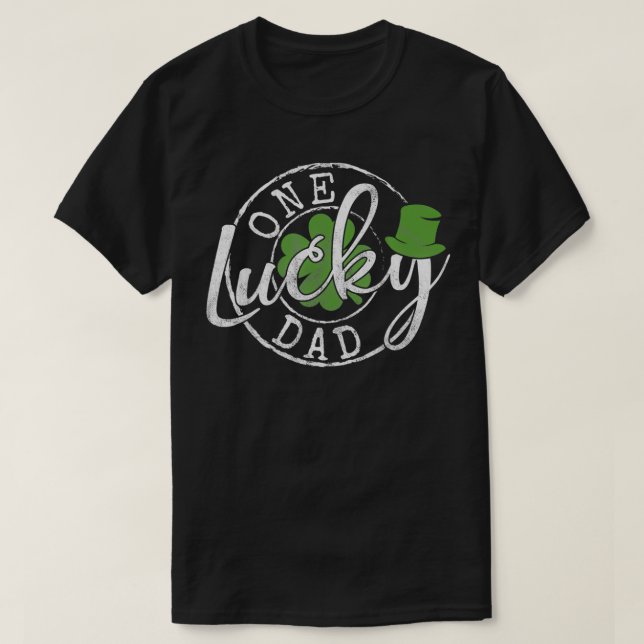 Camiseta Mens One Lucky Dad Funny Father Irish St Patrick's (Frente do Design)
