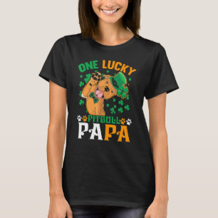 Camiseta Mens One Lucky Dog Papa Funny Pitbull Rua Patri