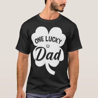 Camiseta Mens One Lucky Pai Shamrock Four Leaf Clover Rua P