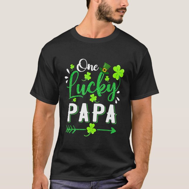 Camiseta Mens One Lucky Papa Shamrock Leprechaun Rua (Frente)