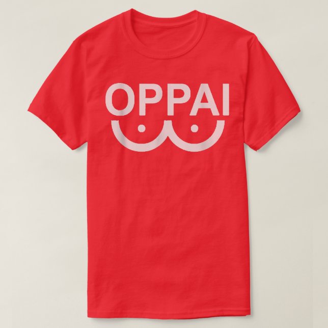 Camiseta Mens Oppai Japonês Kawai Harajuku Street Diversão  (Frente do Design)