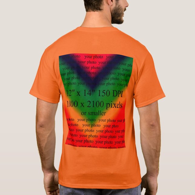 Camiseta Mens Orange Sua Foto Modelo de T-shirt básica (Verso)