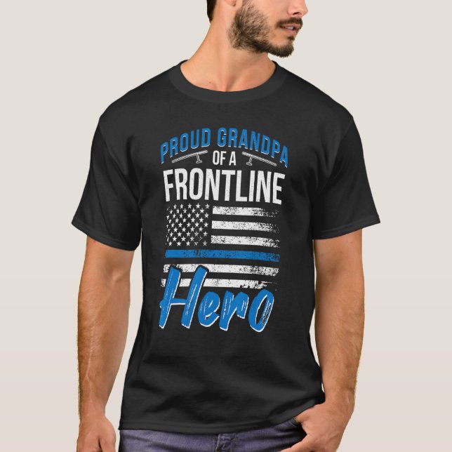 Camiseta Mens Orgulhosos Avô De Um Policial Avô (Frente)