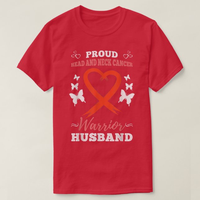 Camiseta Mens Orgulhosos Cabeça E Marido Cancer Do Pescoço (Frente do Design)