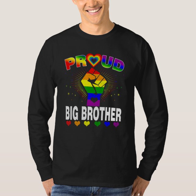 Camiseta Mens Orgulhosos O Grande Irmão Arco-Íris Lgbt Orgu (Frente)
