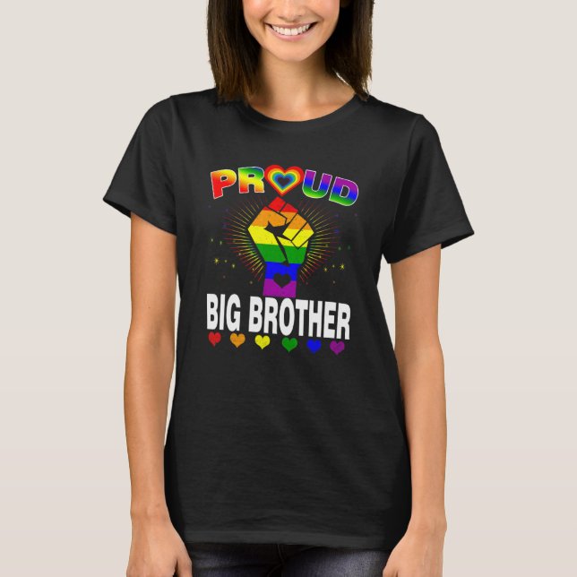 Camiseta Mens Orgulhosos O Grande Irmão Arco-Íris Lgbt Orgu (Frente)