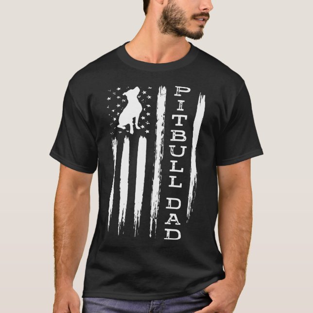 Camiseta Mens Orgulhosos Pai Pitbull - América Bully Dog Pi (Frente)