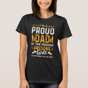 Camiseta Mens Orgulhosos Pais De Duas Meninas Awesom Maldit