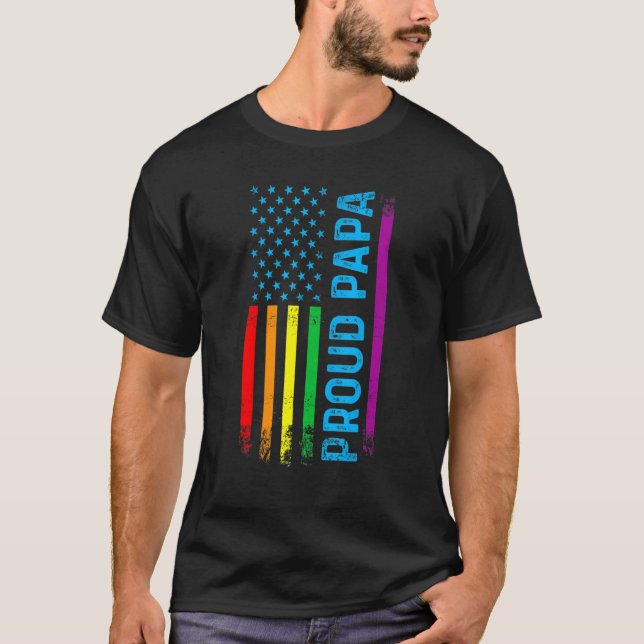Camiseta Mens Orgulhosos Papovô Pai Lgbt Lgbtq Orgulho gay  (Frente)