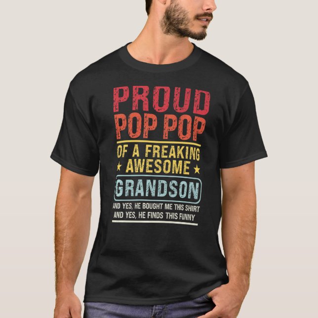 Camiseta Mens Orgulhosos Pop De Um Avô Pop Pop (Frente)