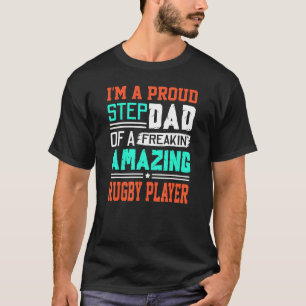Camiseta Mens Orgulhosos Stepdad De Um Jogador De Rugby Esp